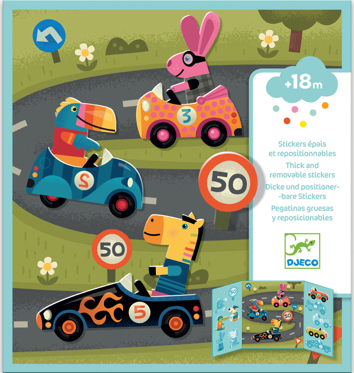 Djeco Cars Toddler Repositionable Sticker Book Activity
