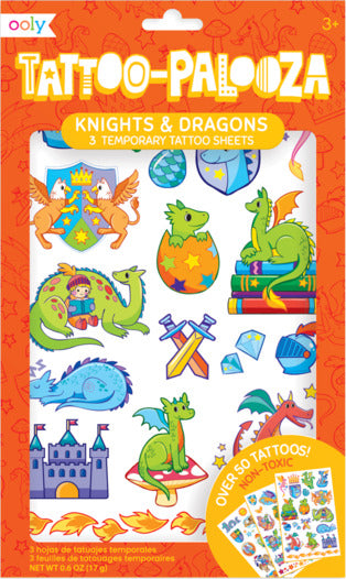 Tattoo-palooza Temporary Tattoos Knights And Dragons