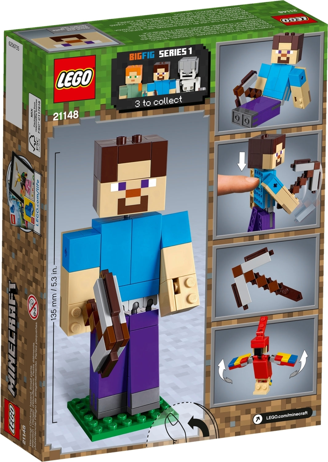 LEGO Minecraft: Steve BigFig with Parrot