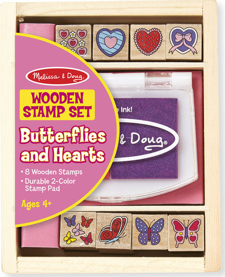 Wooden Stamp Set - Butterflies and Hearts