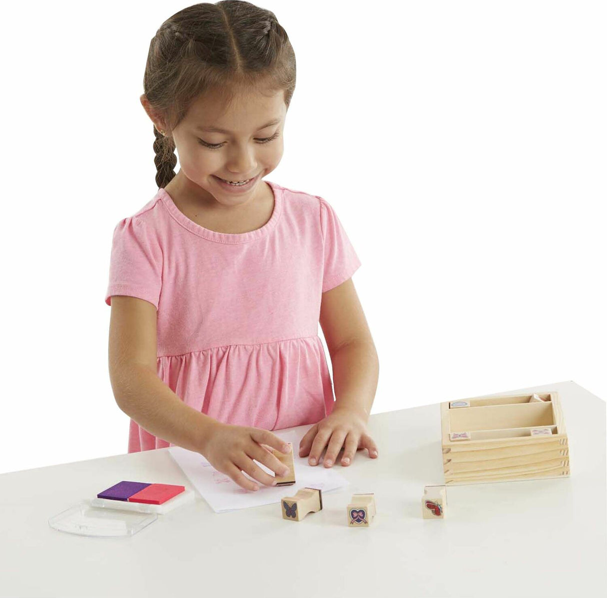 Wooden Stamp Set - Butterflies and Hearts