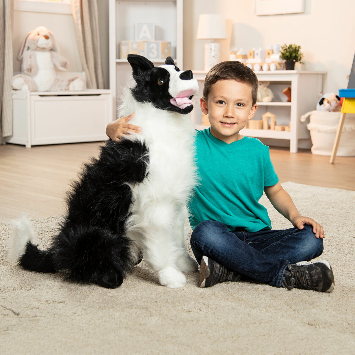Border Collie Dog Giant Stuffed Animal