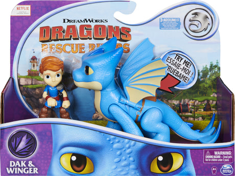 DreamWorks Dragons Rescue Riders, Winger and Dak, Dragon and Viking Figures with Sounds and Phrases