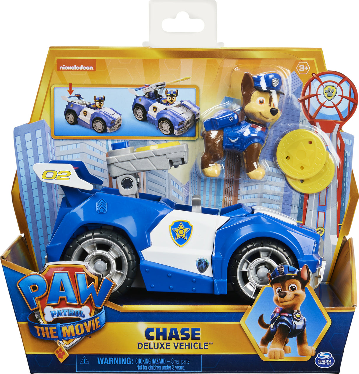 PAW Patrol Chase’s Deluxe Movie Transforming Toy Car with Collectible Action Figure