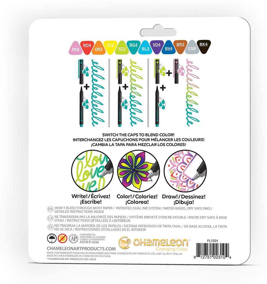 Chameleon Fineliners 12 pack - Bright Colors
