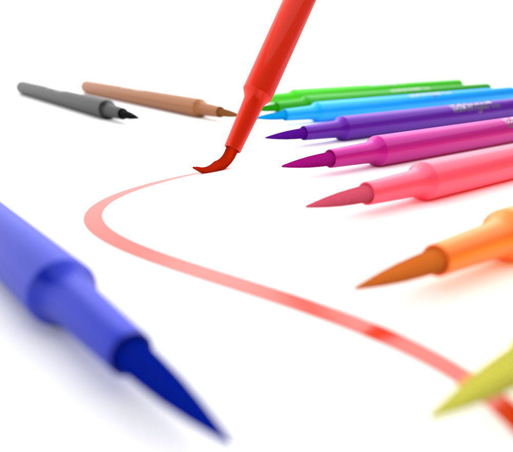 KINGART™ Watercolor Brush Tip Markers, Set of 36