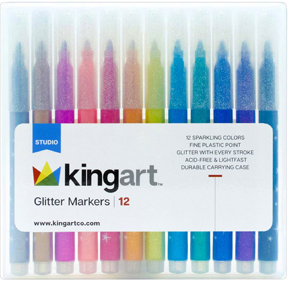 KINGART™ Glitter Markers, Set of 12