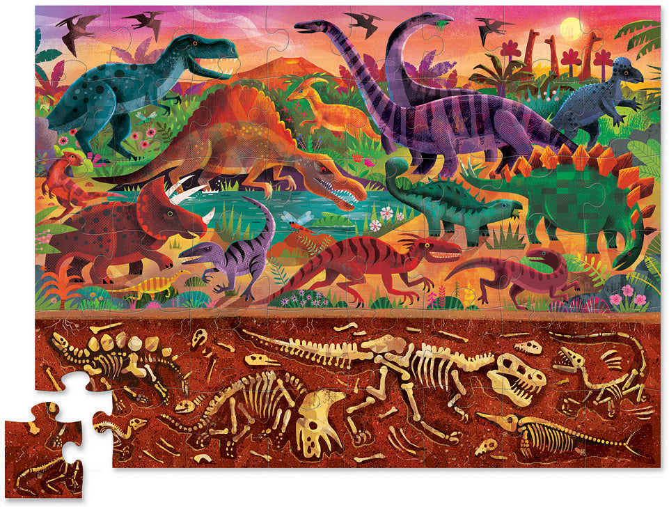 Above + Below Floor Puzzle - Dinosaur World 48 pc