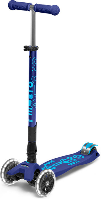 Micro Kickboard Maxi Deluxe Foldable LED Scooter - Navy Blue