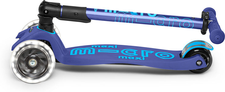 Micro Kickboard Maxi Deluxe Foldable LED Scooter - Navy Blue