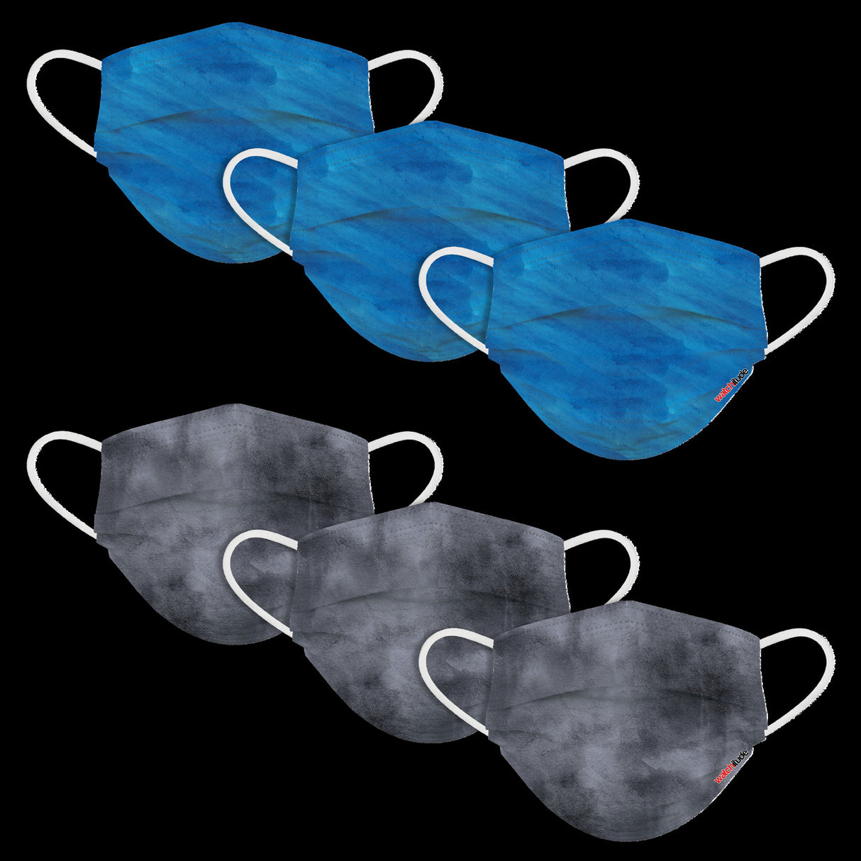 6 Pack Adult Masks - Slate +  Ocean