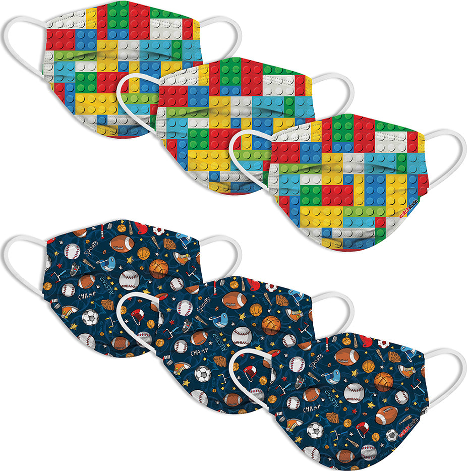6 Pack Kids Mask - Sports + Build Up