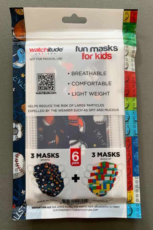 6 Pack Kids Mask - Sports + Build Up