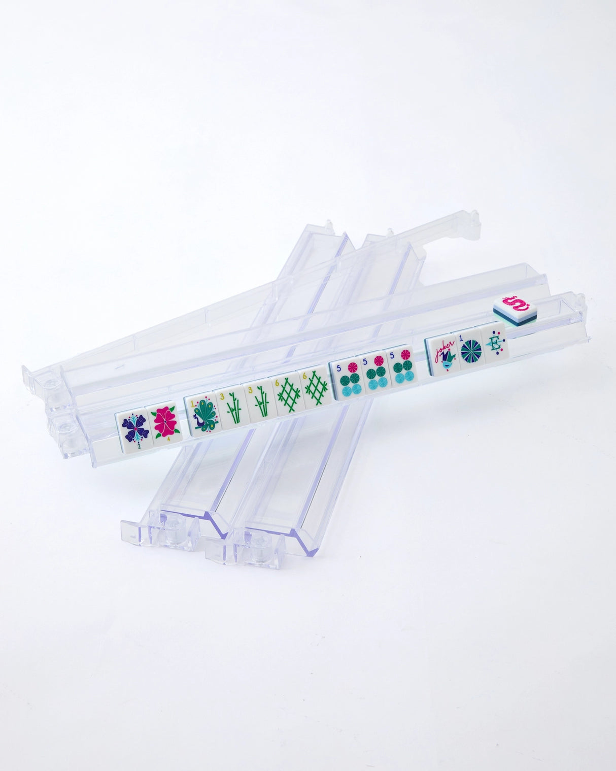 Oh My Mahjong Clear Acrylic Mahjong Rack and Pusher Set