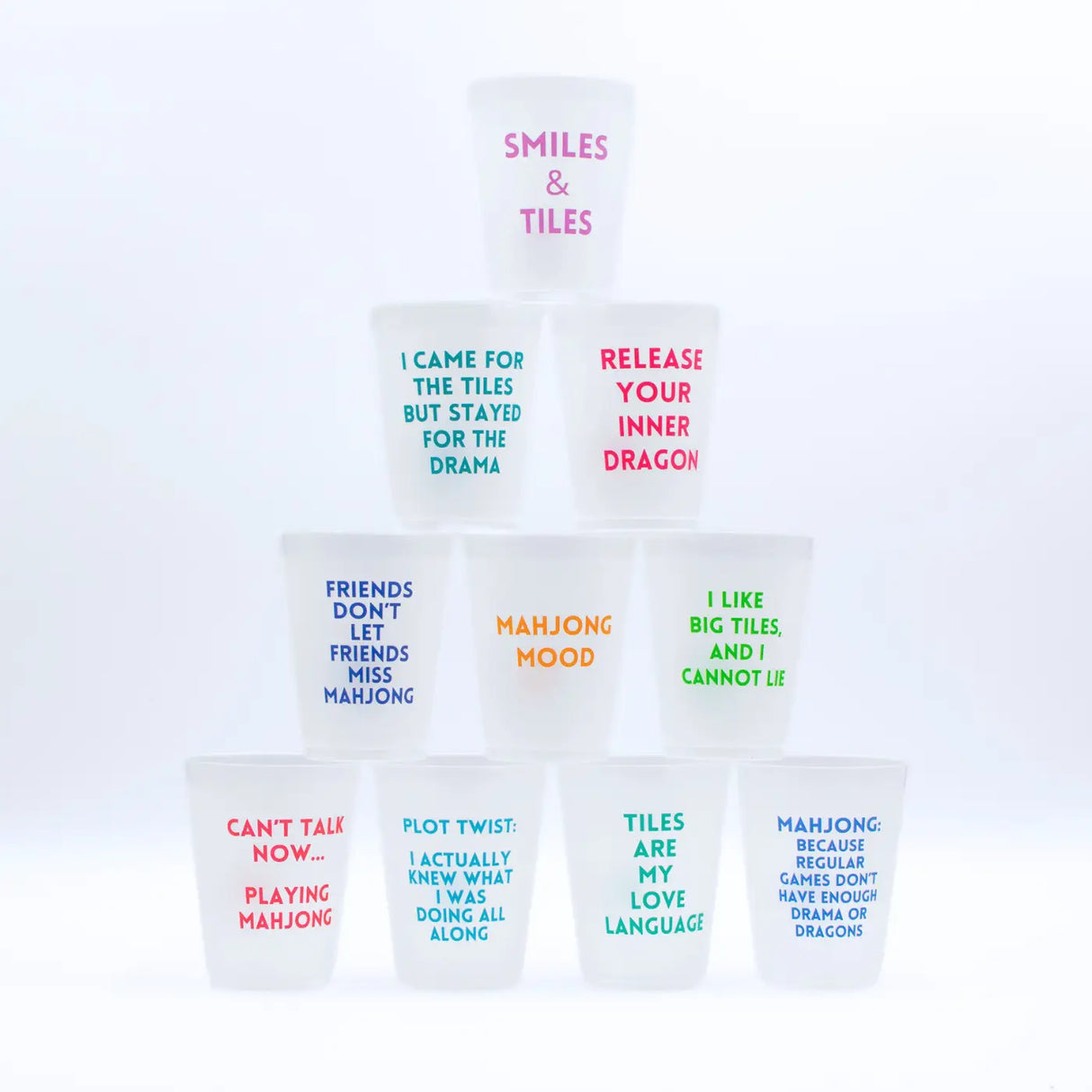 Mahjong Frosted Cups | 10 Different Designs in Every Pack