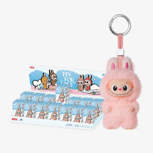 Pop Mart Labubu mini plush pendant featuring letter charm and soft fabric