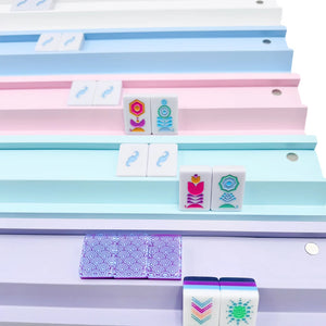 Wooden Mahjong Racks with Magnetic Pushers | Bright White