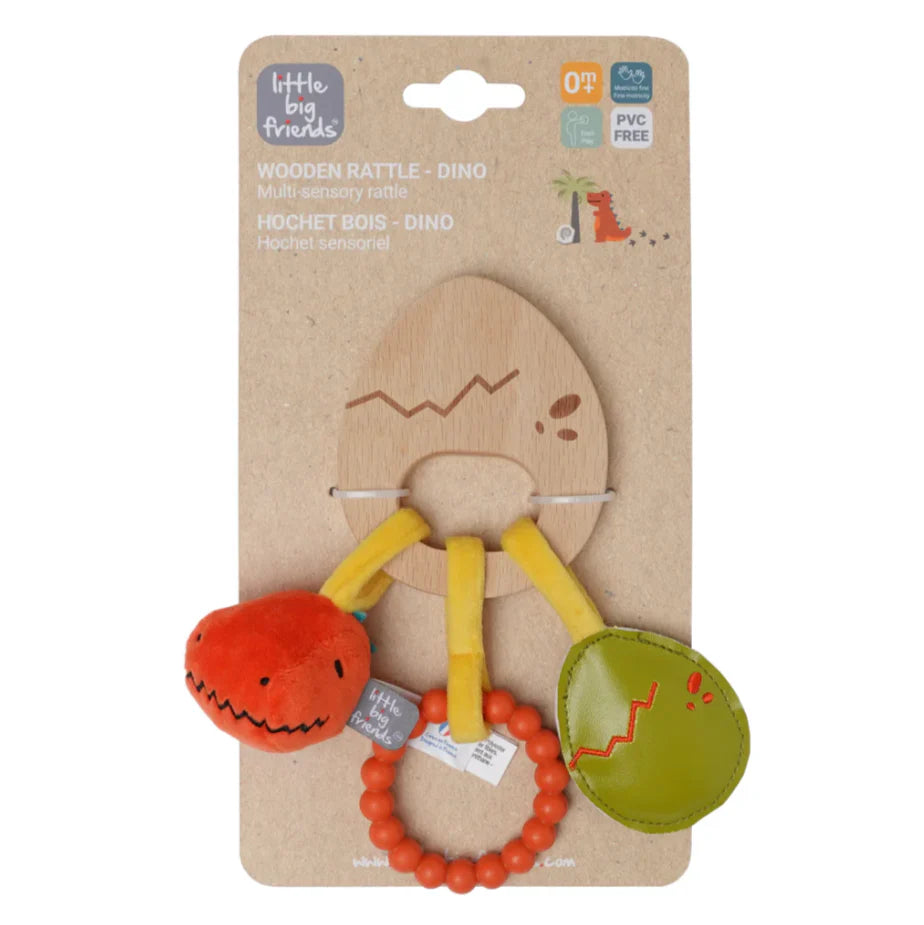 Wooden Rattle - Dino - Gingerbread House Toys