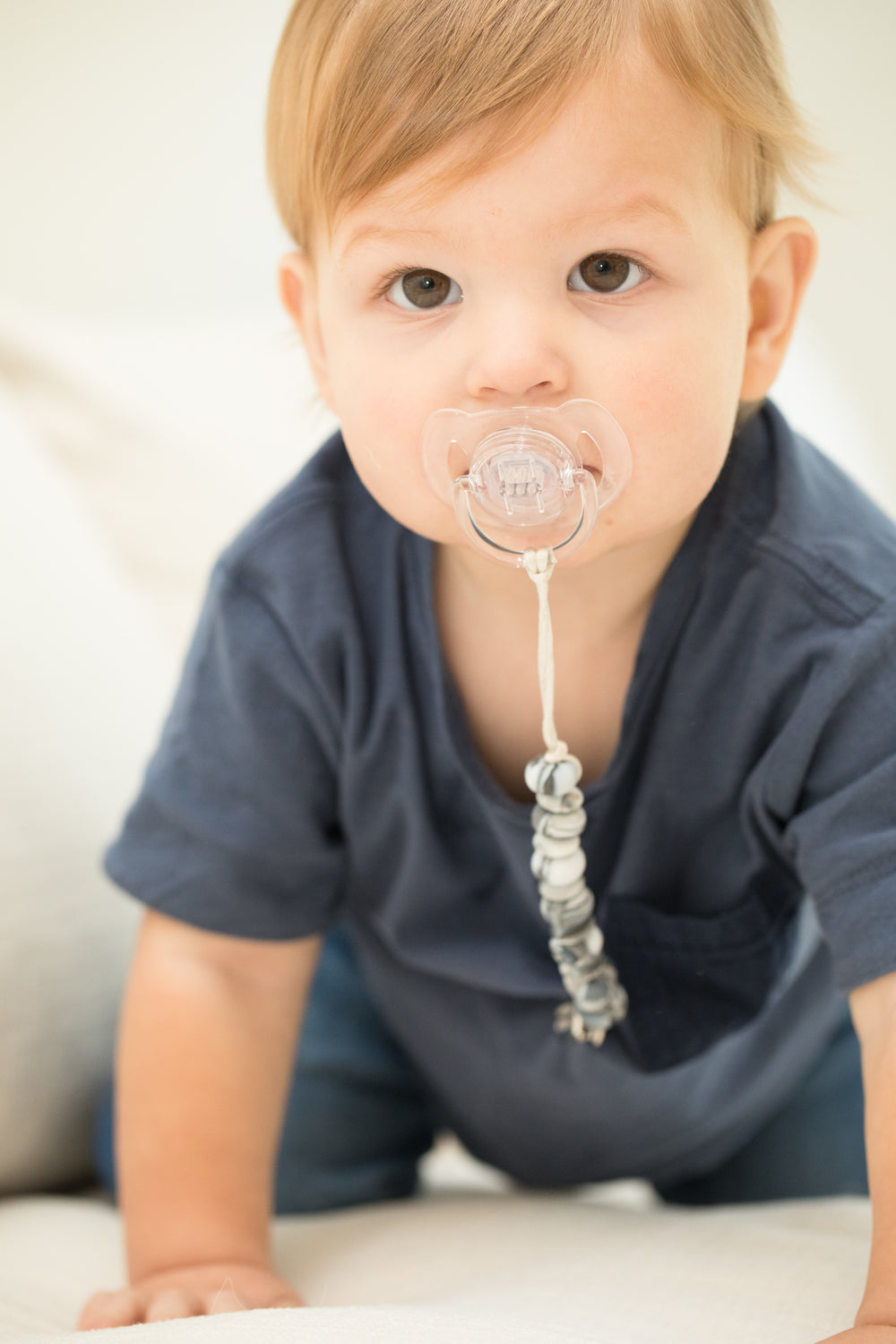 Black Marble Pacifier Clip
