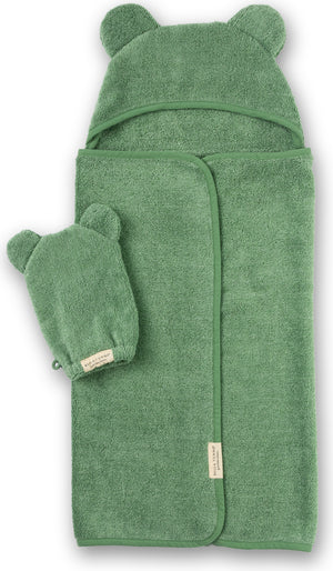 Hooded Towel + Wash Mitt Set Sea Foam