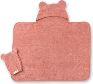 Hooded Towel + Wash Mitt Set Watermelon