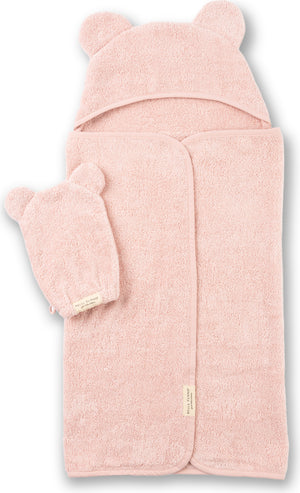 Hooded Towel + Wash Mitt Set Blush