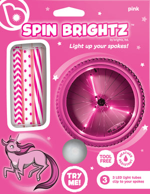 Spinbrightz Kidz Pink Led Bicycle Spoke Light Tubes