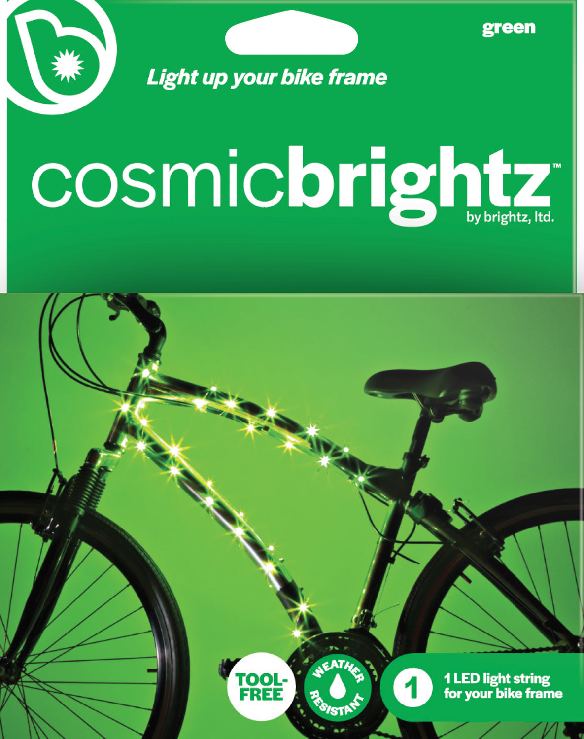 Cosmicbrightz Green Led Bicycle Frame Light