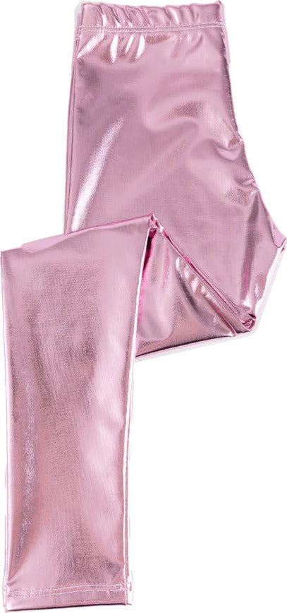 Love Life Metallic Leggings (Size 3-4) (Pink Metallic)