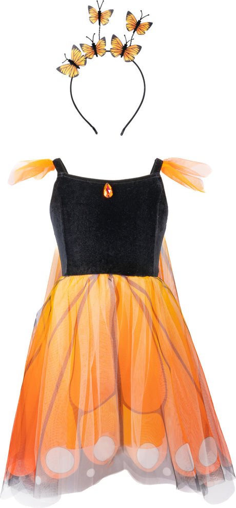 Monarch Butterfly Twirl Dress with Wings & Headband (Size 3-4)
