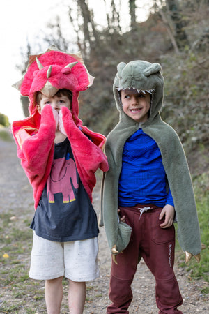 Red Triceratops Cuddle Cape (Size 3-4)