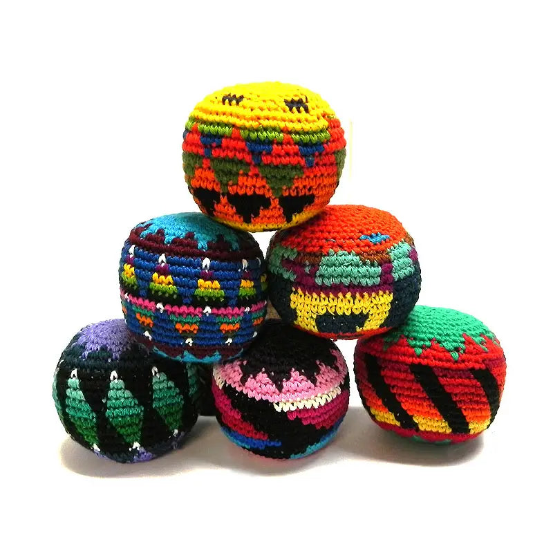 Multicolored Crochet Footbag Kick Ball Juggling Sack Toy
