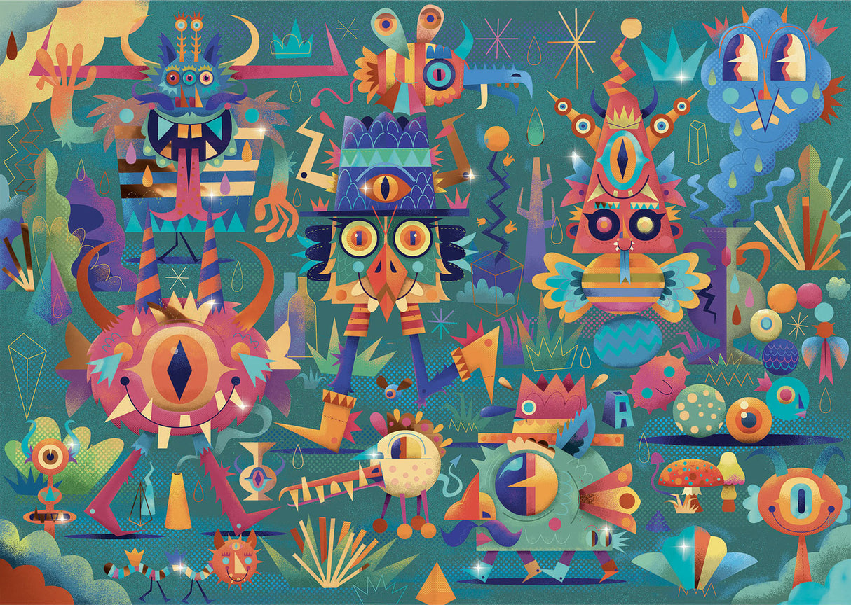 Monster Party 50pc Metallic Wizzy Jigsaw Puzzle