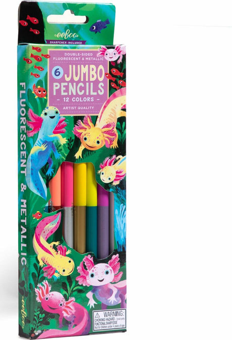 Axolotl 6 Jumbo Double-Sided Pencils