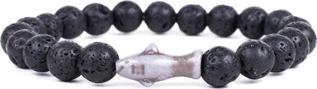 Fahlo Shark Tracking Bracelet - Lava Stone