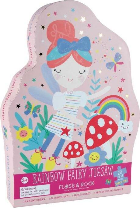 Rainbow Fairy 20pc "Fairy" Shaped Jigsaw Puzzle with Shaped Box