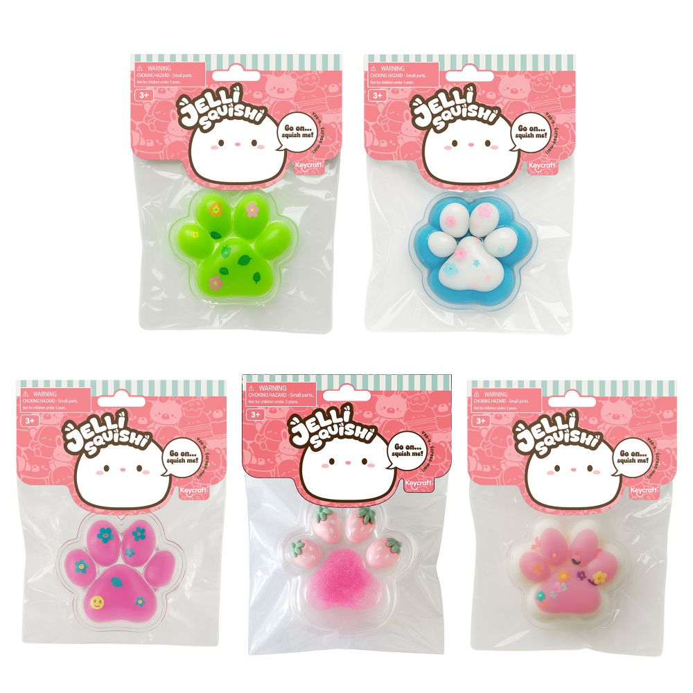 Jelli Squishi Paw Print Small Sensory Fidget Toy - Assorted Colors