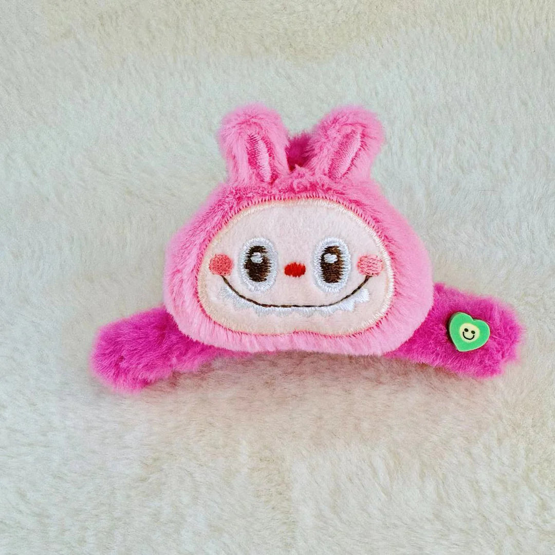 Labubu Furry Claw Clip Rose – Cute Hair Accessory