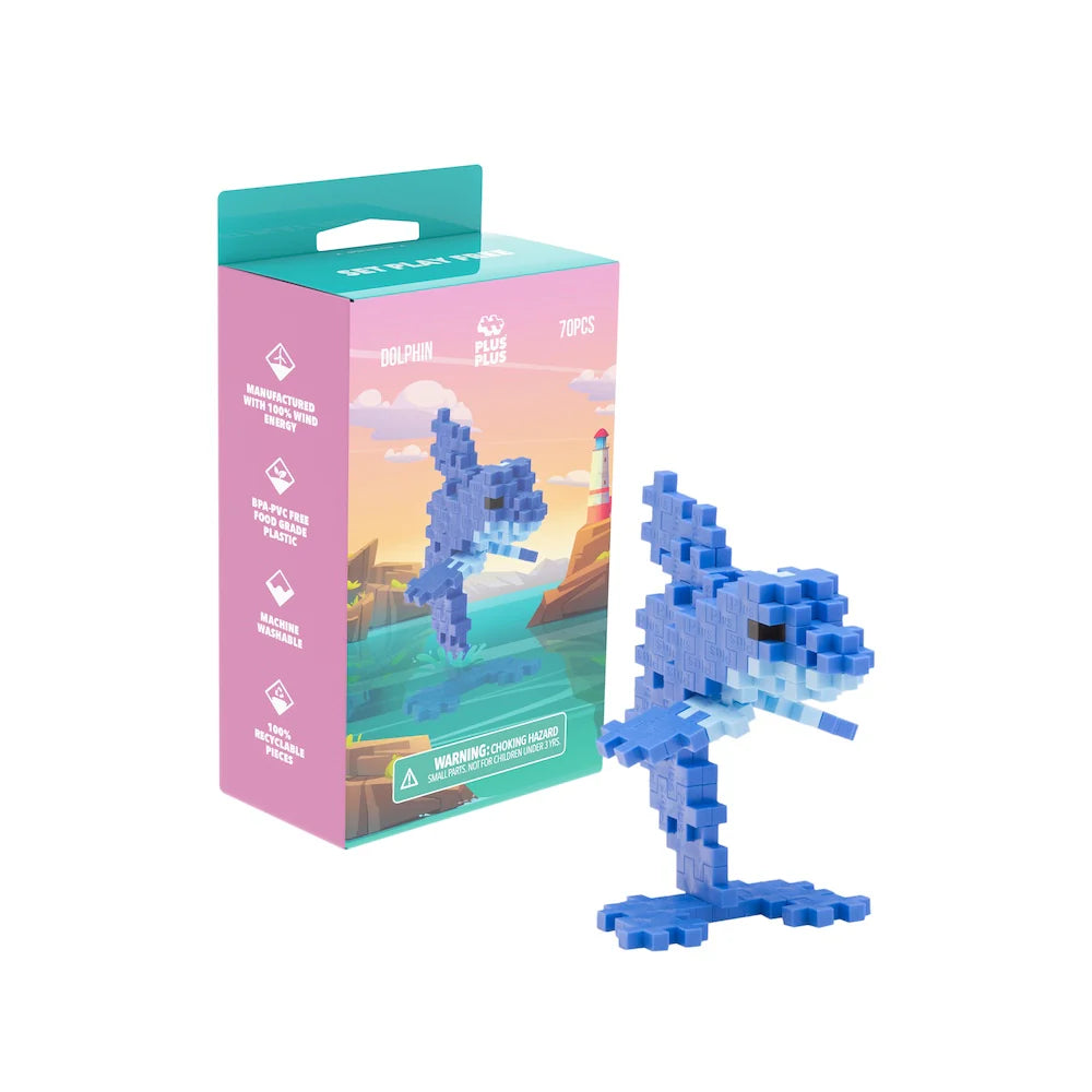 Plus-Plus Dolphin Set | 70pc Aquatic Building Kit