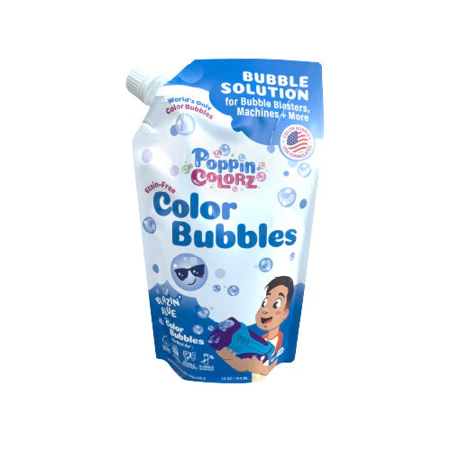 PoppinColorz Blue Bubble Refill 14oz | Bright Bubble Fun