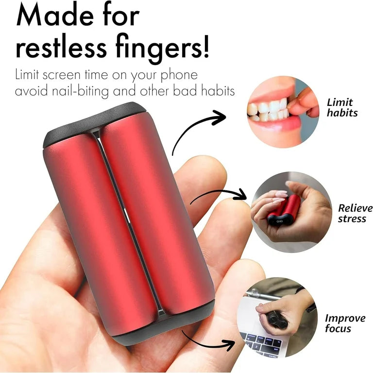 ONO Roller Jr Aluminum Red – Compact Silent Fidget Tool