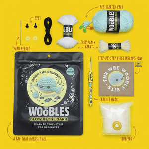 The Woobles Diego the Stingray Crochet Kit – Glow-In-The-Dark Plush