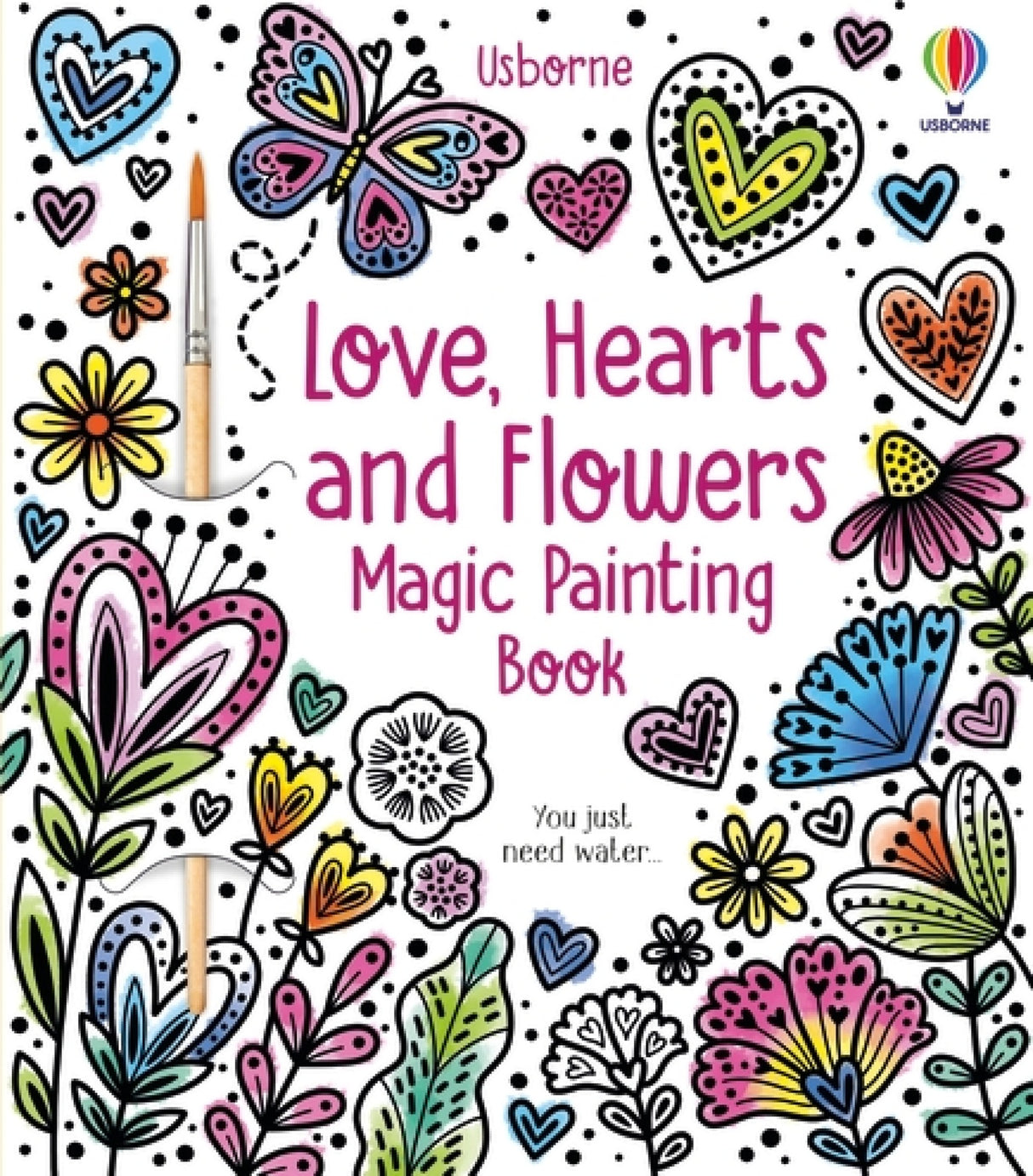 Love, Hearts and Flowers Magic Painting Book