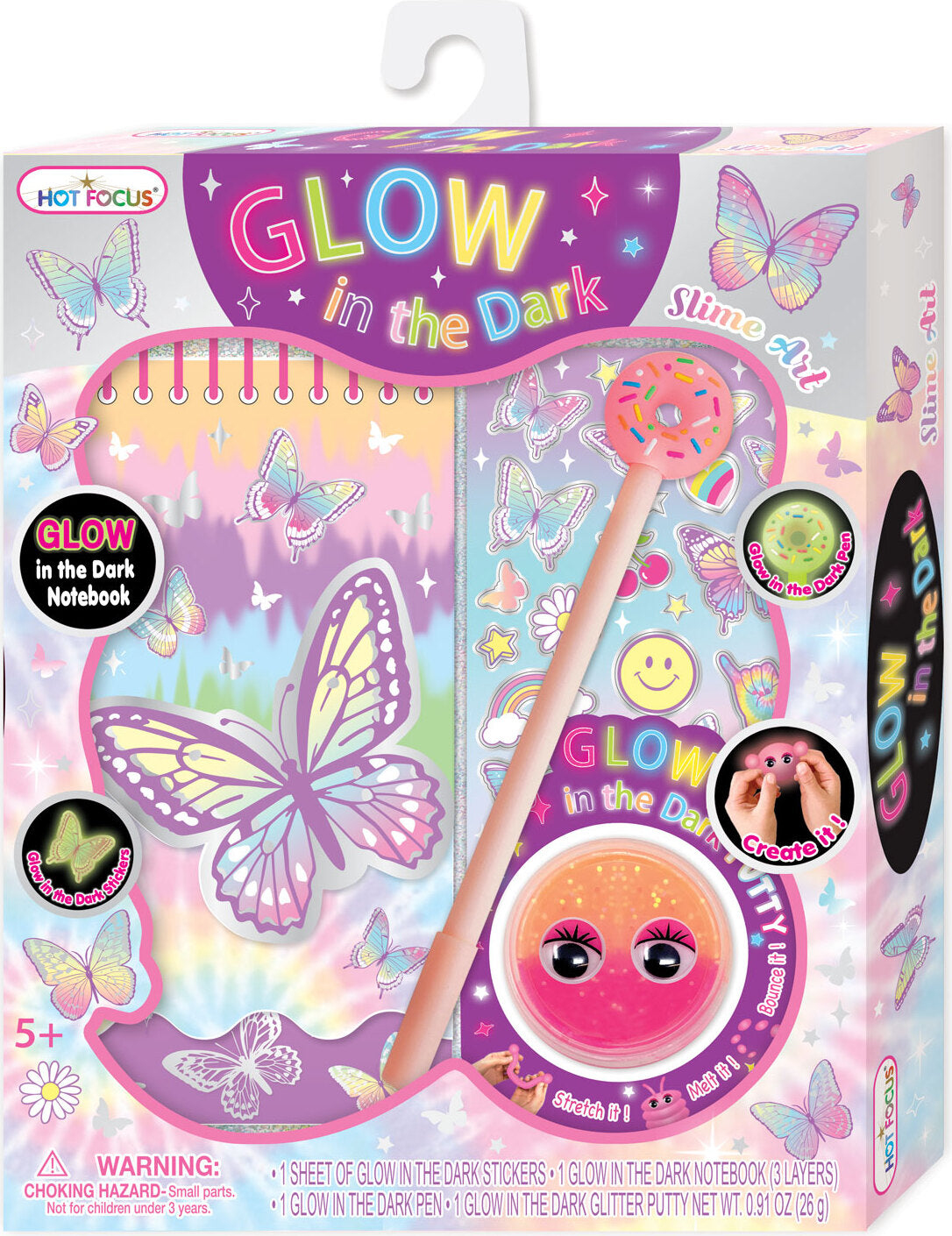 Glow in the Dark Slime Art, Tie Dye Butterfly