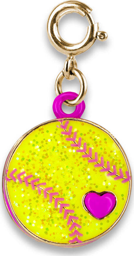 Gold Glitter Softball Charm