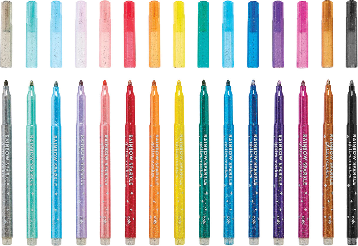 Rainbow Sparkle Glitter Markers - Set of 15