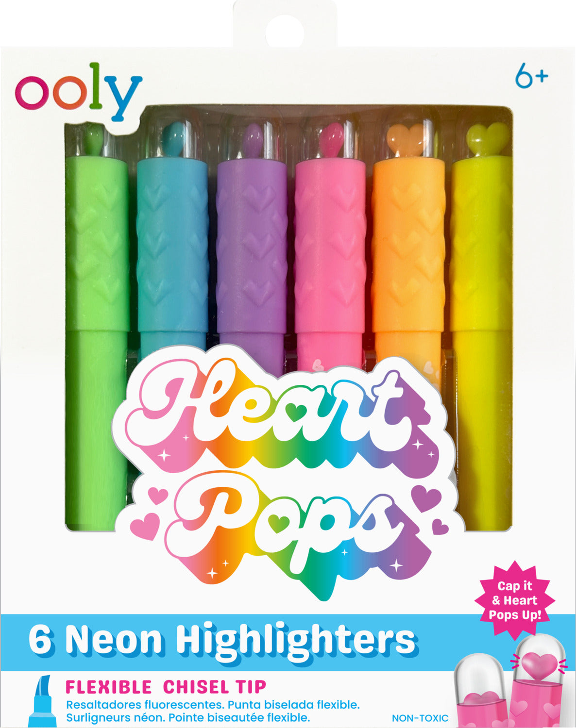 Heart Pops Neon Highlighters - Set of 6