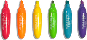 Lucky Cat Paw Scented Neon Highlighters - Set of 6