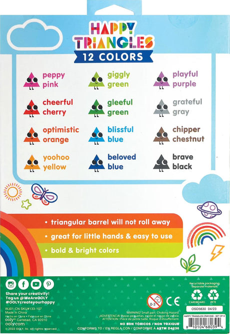Happy Triangles Jumbo Crayons - Set of 12