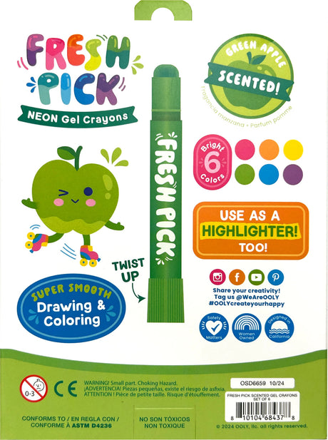 Fresh Pick Apple Scented Gel Crayons - Set of 6